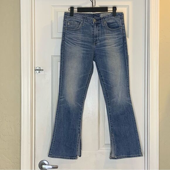 AG Adriano Goldschmied The Jodi High-Rise Slim Flare Crop Hem Slit Jeans Sz 26R - Picture 10 of 11